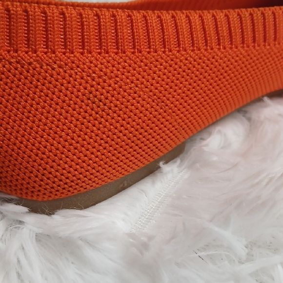Orange Knit Pointed Toe Casual Bright Everyday Women's Flats - Picture 8 of 13